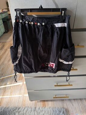 Desigual Black Elastic Waist Skirt with Button Detail